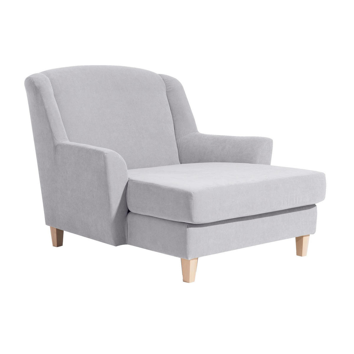 SESSEL XXL Karil Bezug Veloursstoff Buche natur / silber - Grau, Kunststoff (142/107/136cm) - 58aufmkessel