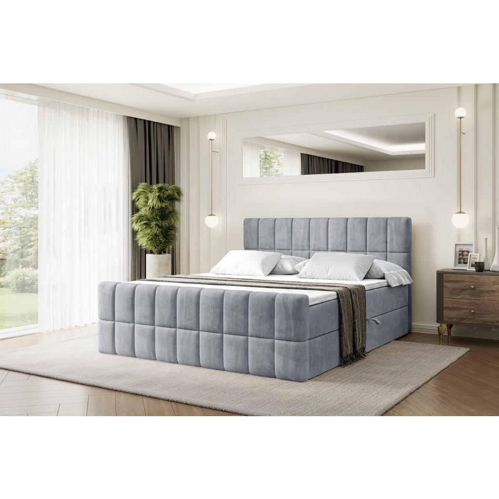 Thumbnail - Altdecor Boxbett, Grau, Holzwerkstoff, Höhe ca. 20 cm, 180x200 cm, Schlafzimmer, Betten, Boxspringbetten