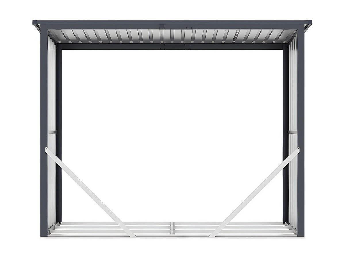KAMINHOLZREGAL - 230 cm x 75 cm - metall - anthrazitgrau, naturfarben dunkel Winwood - Anthrazit, Metall (230/190/75cm) - Vente-Unique