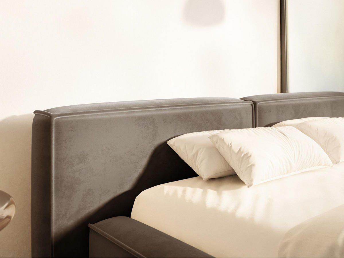 POLSTERBETT Tilves Low Hellbraun 200x200 cm - Hellbraun/Schwarz, Kunststoff/Textil (200/200cm) - Selsey