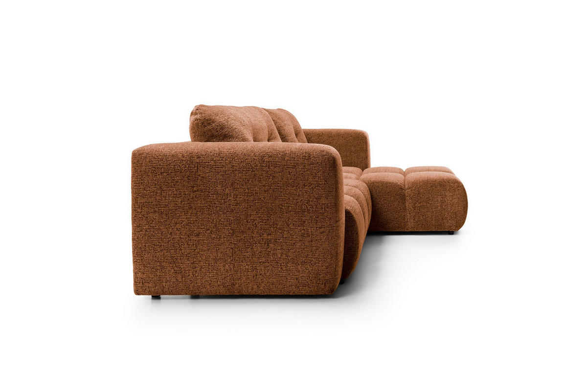 ECKSOFA ARTE 02 Orange Chenille mit Schlaffunktion - Orange, Holz (273/176cm) - MASSENO