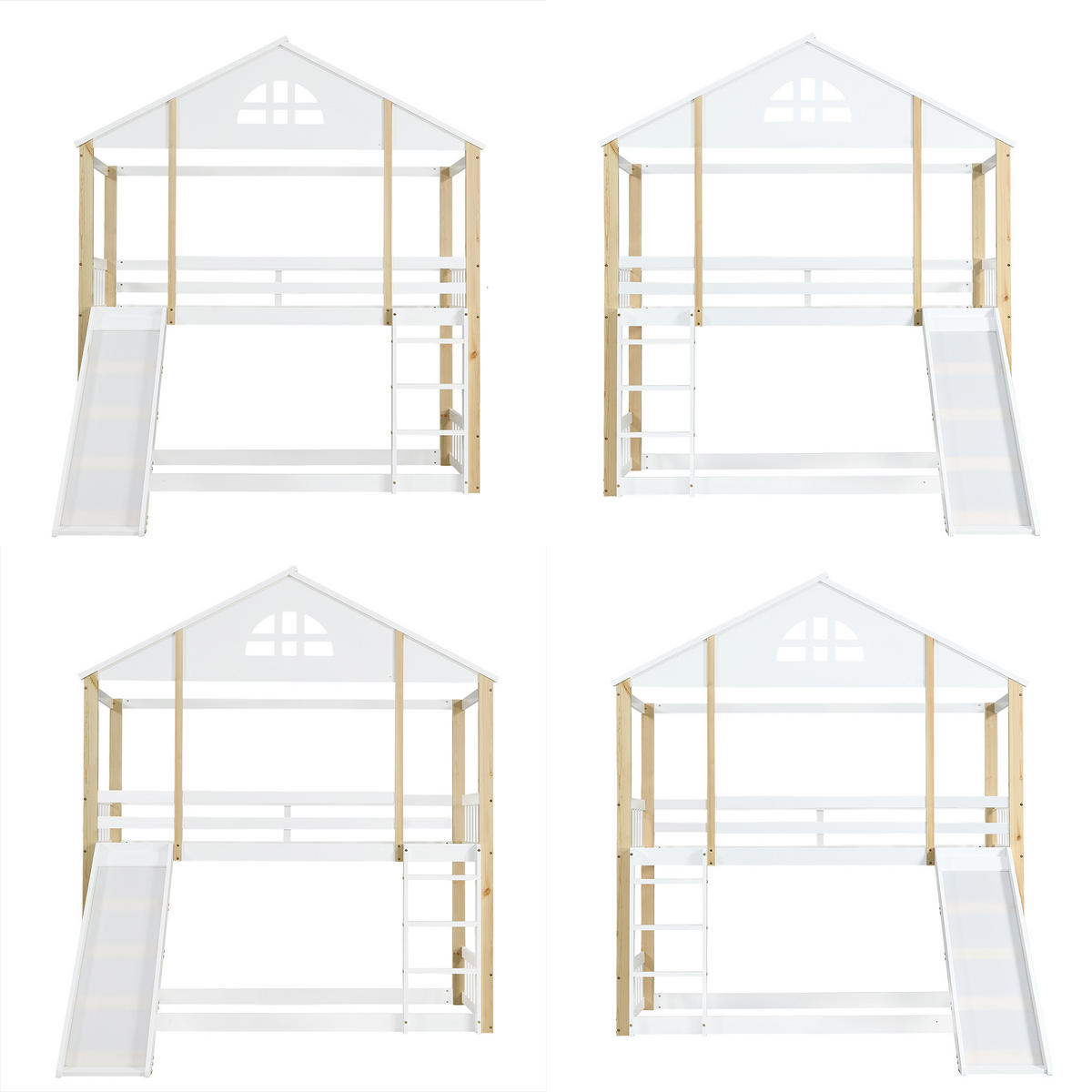 HAUSBETT 90/200 cm Weiß, Natur - Weiß, Holz - Raumix