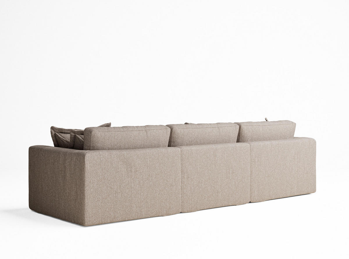 6-SITZER SOFA Amalfi Hellbraun Webstoff - Schwarz/Braun, Holz/Holzwerkstoff (338/90/119cm) - Maison de Reve