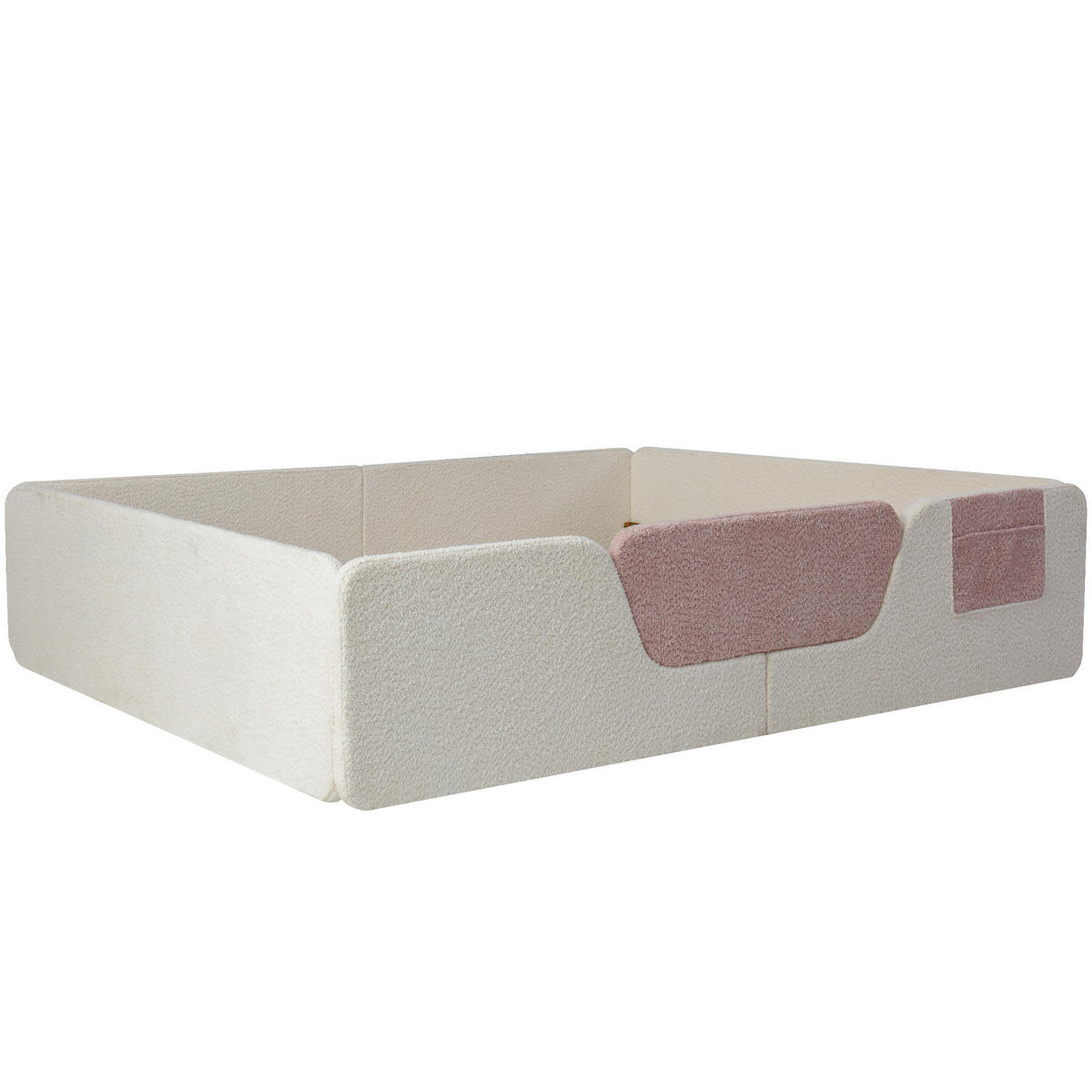KINDERBETT 140/190 cm mit abnehmbaren Seitengittern, Stofftasche und Samtbezug, Beige - Beige, Textil (140/190cm) - Redom