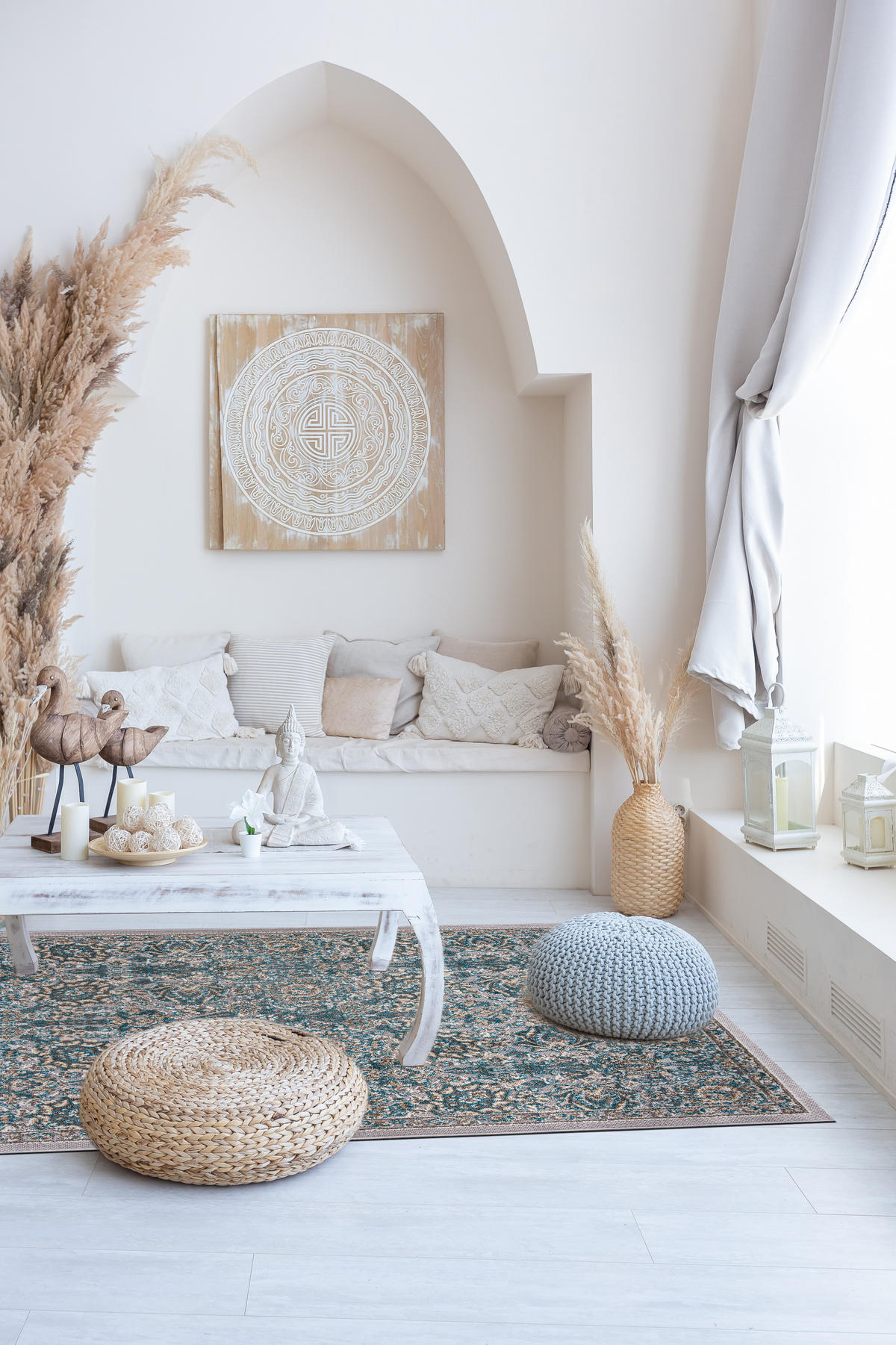 KOBEREC modrý béžový krémový - 250 x 350 cm - modrá/krémová, textil (250/350cm) - Mazovia