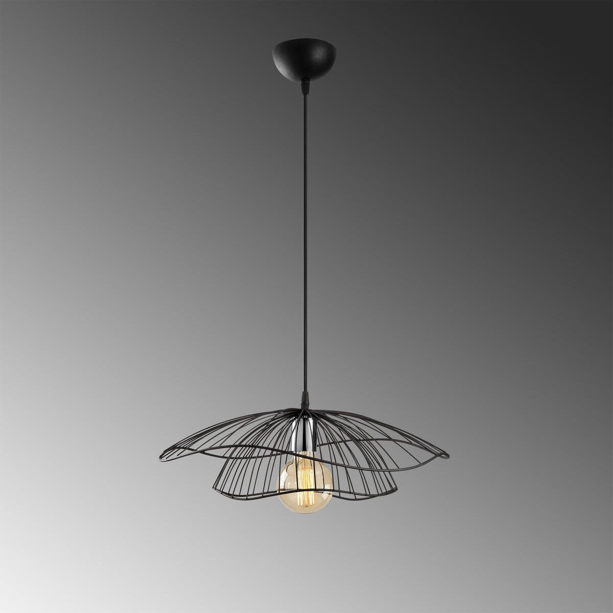 DRAHT-PENDELLEUCHTE aus metall - fleur 50/50/111 cm - Schwarz, Metall (35/50/111cm) - Calicosy