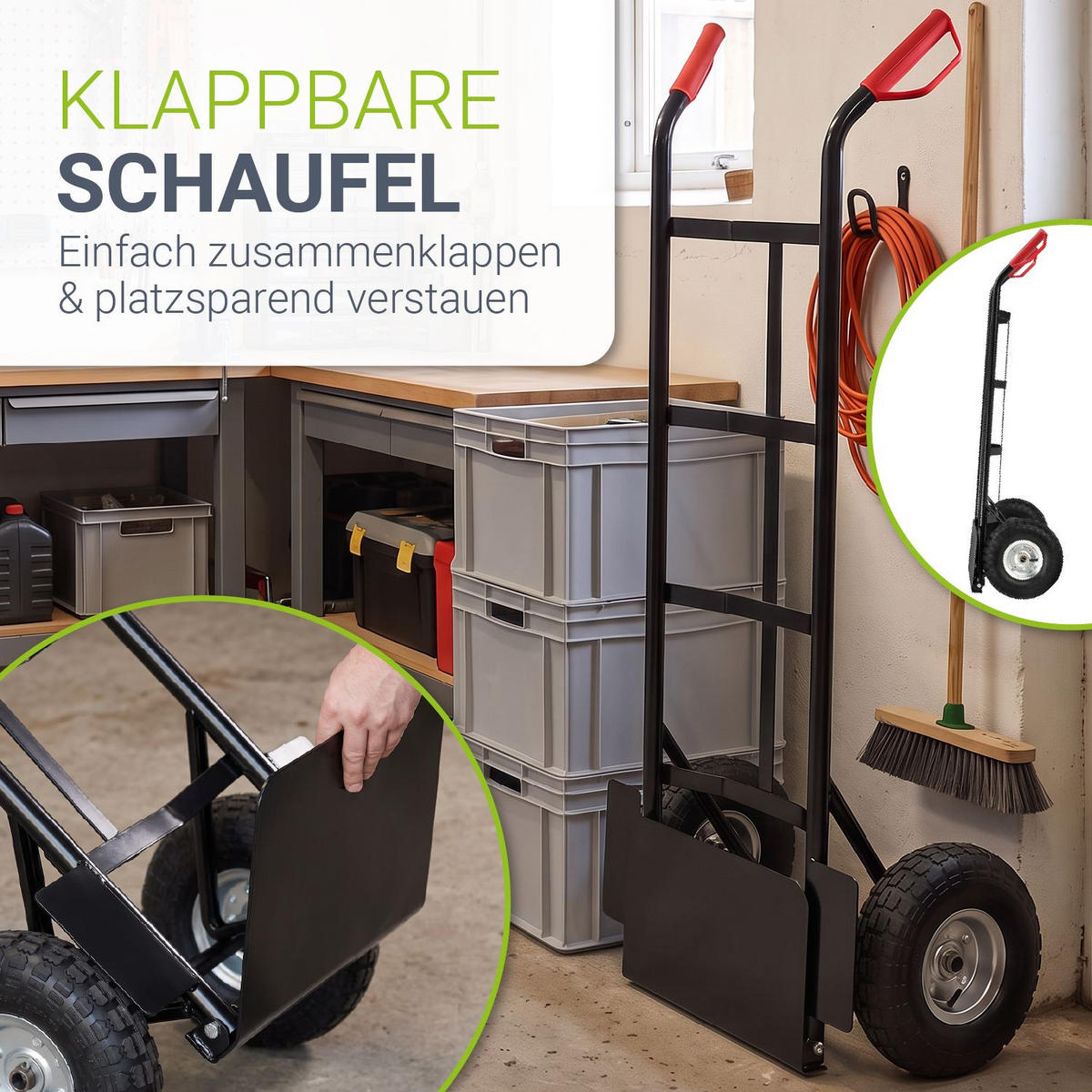 SACKKARRE Basic schwarz klappbar - Schwarz, Metall (35.5/44/118cm) - Juskys