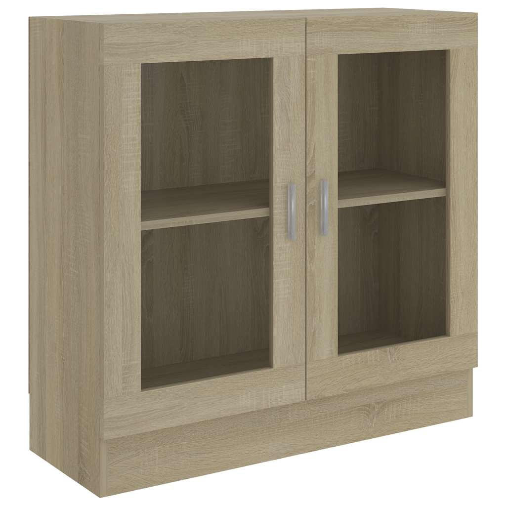 VITRINENSCHRANK mit 2 Fächern, 2 Glastüren 82,5/30,5/80 cm aus Holzwerkstoff Sonoma-Eiche Dekor - Sonoma Eiche, Holz (82.5/80/30.5cm) - vidaXL