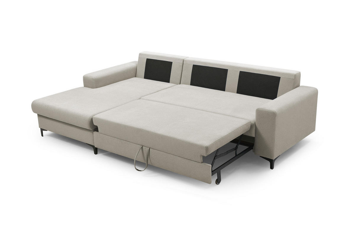 ECKSOFA AVRA L-förmig, mit Stauraumbehälter-in RINO-Stoff, Komfort & Eleganz, lose Rückenkissen, freistehend, LINKS 165x251x85 cm White - Weiß, Holz/Textil (165/251cm) - DomoHome