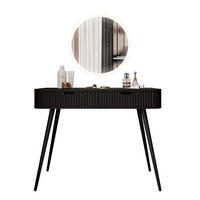 SCHMINKTISCH ZAIRA mit LED Spiegel Schwarz - Schwarz, Holzwerkstoff (103/80/49cm) - Lookway