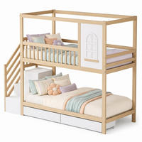ETAGENBETT 90/200 mit Sicherheitsleiter und Aufbewahrungsschubladen in Holzfarbe - Naturfarben, Holz (90/200cm) - EVRYAE