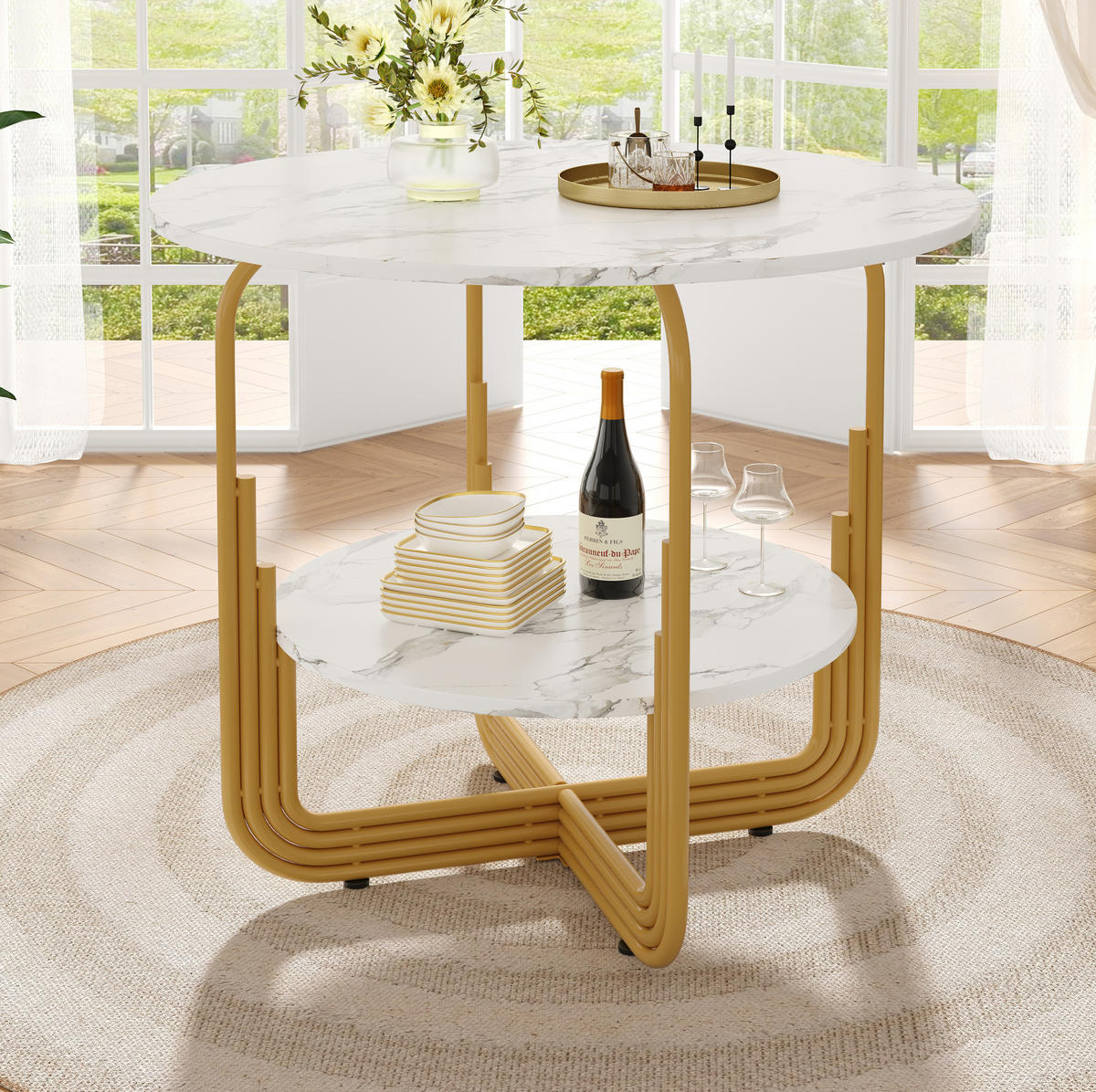 ESSTISCH 80/76/80 cm Gold aus MDF mit Stauraum - Goldfarben, Holzwerkstoff (80/80/76cm) - OKMYHOME