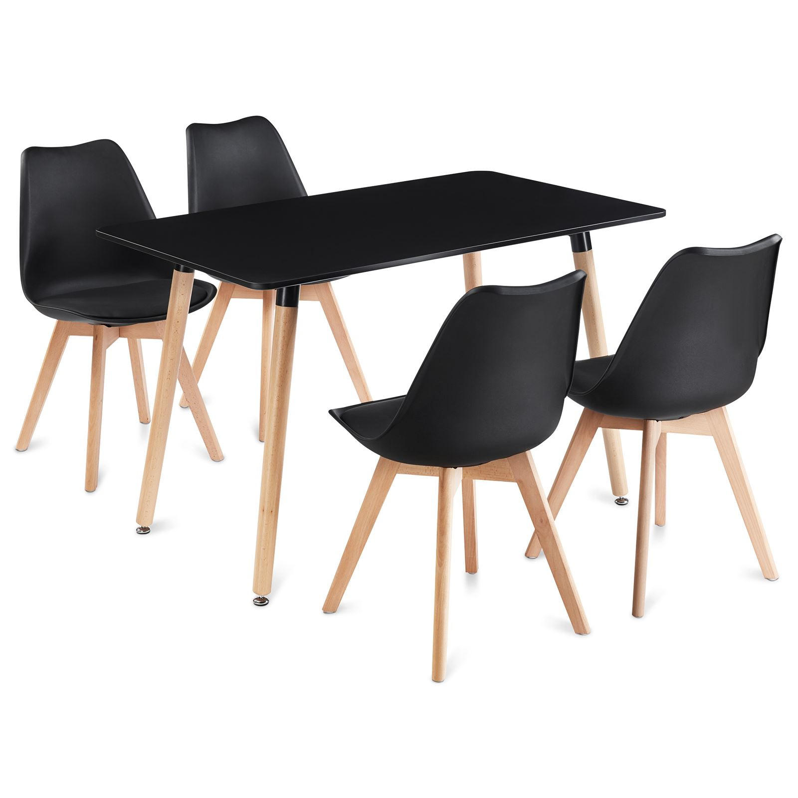 ESSGRUPPE SHANNON ABBY 5er Set schwarz - Schwarz, Holz/Holzwerkstoff - IDIMEX