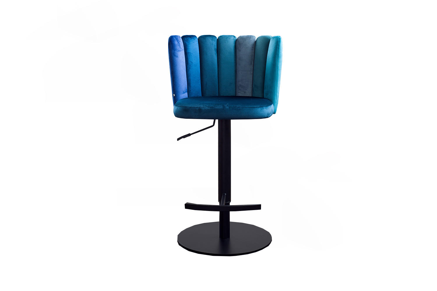 BARHOCKER JADA Blau Velvet - Blau/Schwarz, Kunststoff/Textil (55/85/53cm) - KAWOLA