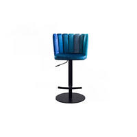 BARHOCKER JADA Blau Velvet - Blau/Schwarz, Kunststoff/Textil (55/85/53cm) - KAWOLA