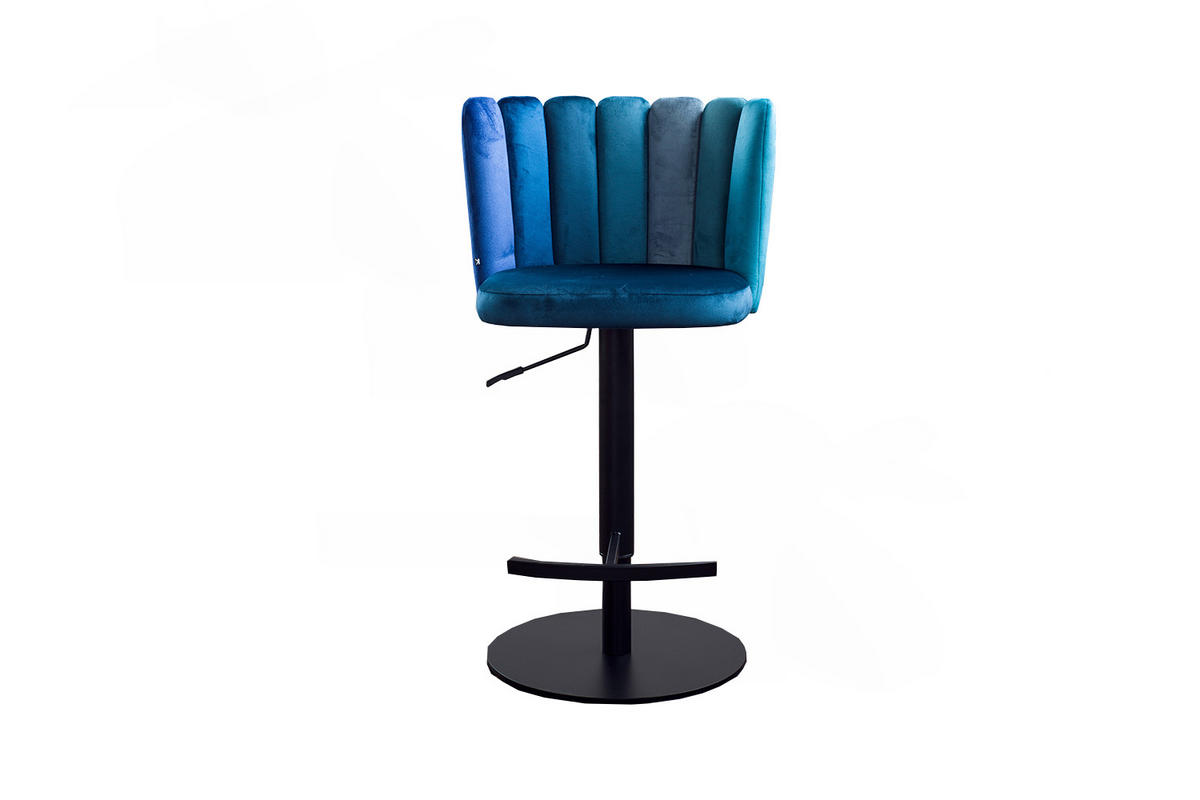 BARHOCKER JADA Blau Velvet - Blau/Schwarz, Kunststoff/Textil (55/85/53cm) - KAWOLA