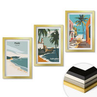 WANDBILDER 3er Set - 20x30 cm Goldrahmen - Tropische Strände und Palmen - Goldfarben, Kunststoff (20/30cm) - ArtPrintCave