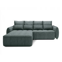 ECKSOFA mit Schlaffunktion und Bettkasten - Grün, Textil (265/196cm) - Eltap