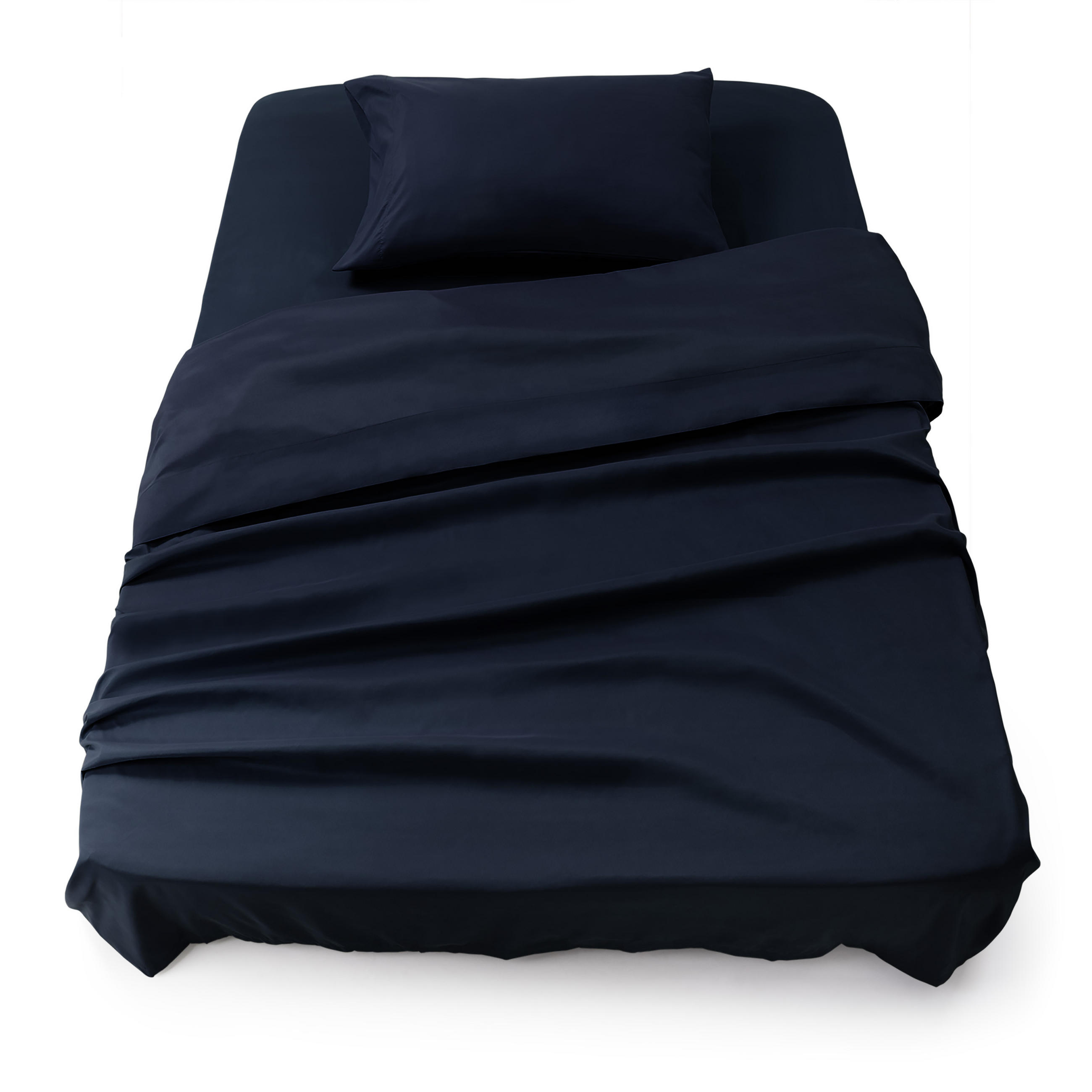 BETTLAKEN 3er Set - Spannbettlaken 90x190x30cm 1X Kissenbezug 50x80cm - Dark Ocean Blue - Dunkelblau, Textil (90/190cm)