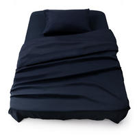 BETTLAKEN 3er Set - Spannbettlaken 90x190x30cm 1X Kissenbezug 50x80cm - Dark Ocean Blue - Dunkelblau, Textil (90/190cm)