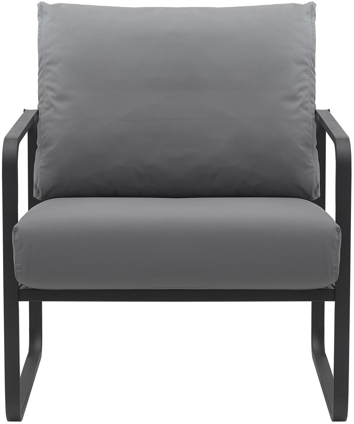 SESSEL Lederlook grau - Schwarz/Grau, Textil/Metall (70/82/74cm) - CLP