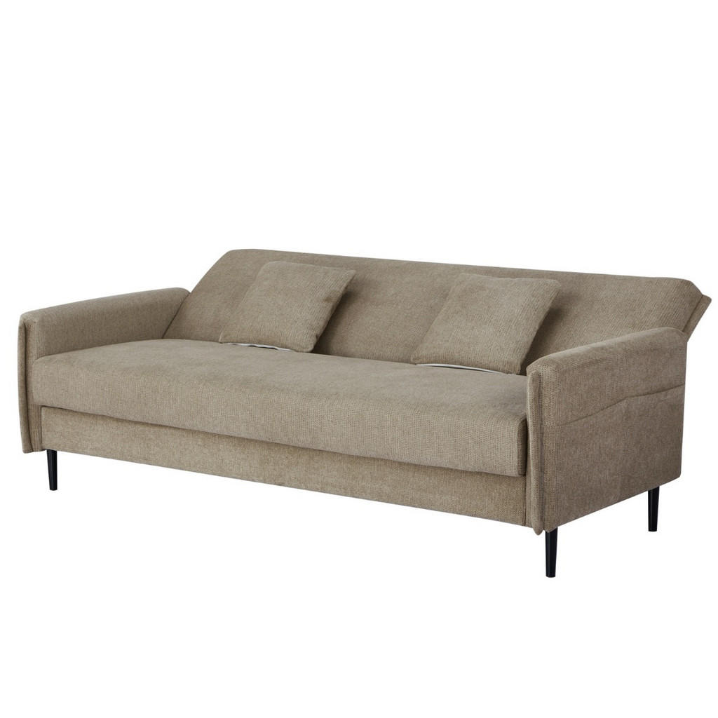 Thumbnail - Giga Meubel Schlasofa, Taupe, Metall, 85x87x200 cm, Wohnzimmer, Sofas & Couches, Schlafsofas