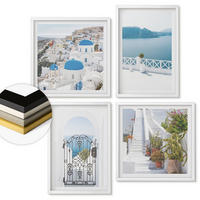 WANDBILDER 4er-Set - 50x50 cm & 40x60 cm Weißer Rahmen - Weiße Treppenpflanzen Meer - Weiß, Kunststoff (50/50cm) - ArtPrintCave