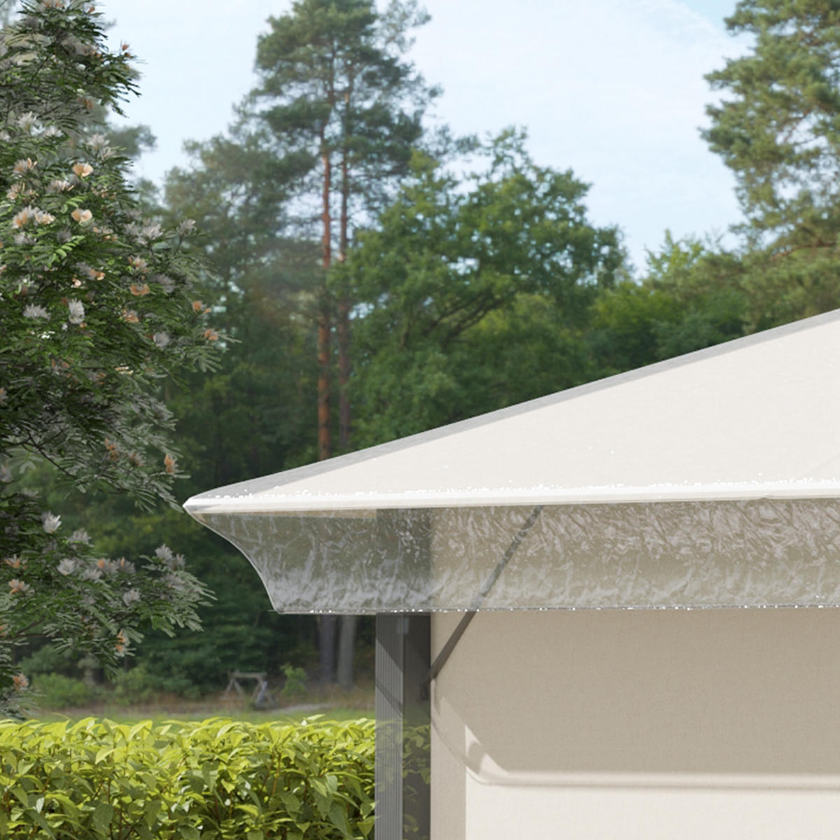 PAVILLON-REGENABDECKUNG, Gartenpavillon-Schutz, windfest, wasserfest, Kunststoff-Plane, 300L x 300B x 80H cm - Klar, Kunststoff (300/80/300cm)
