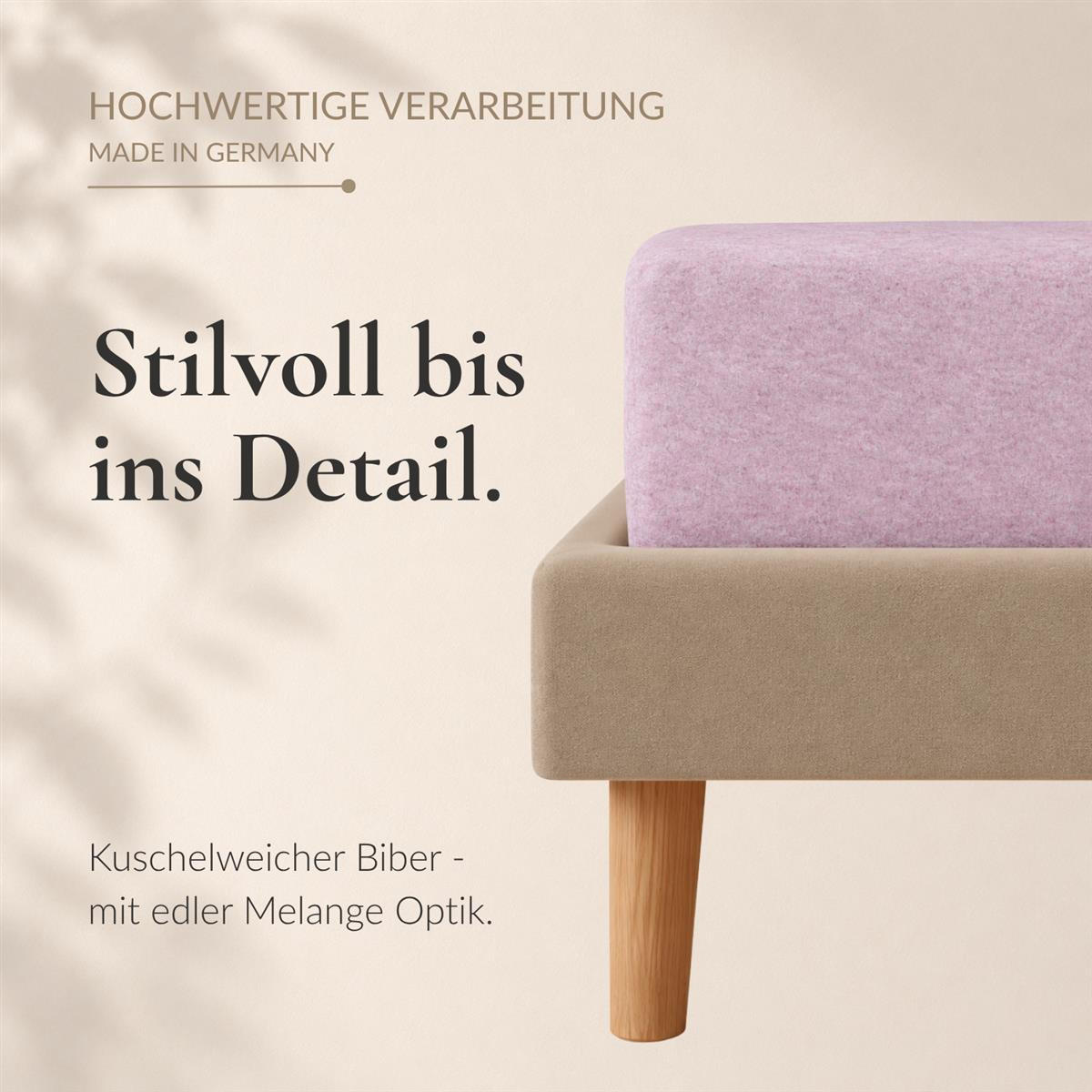 BIBER-SPANNBETTLAKEN 90x200 - 100x200 cm Made in Germany! Warme Winter Flanell Bettlaken aus 100% Baumwolle, Spannbetttuch Rosa - Rosa, Textil (90/200cm) - Carpe Sonno