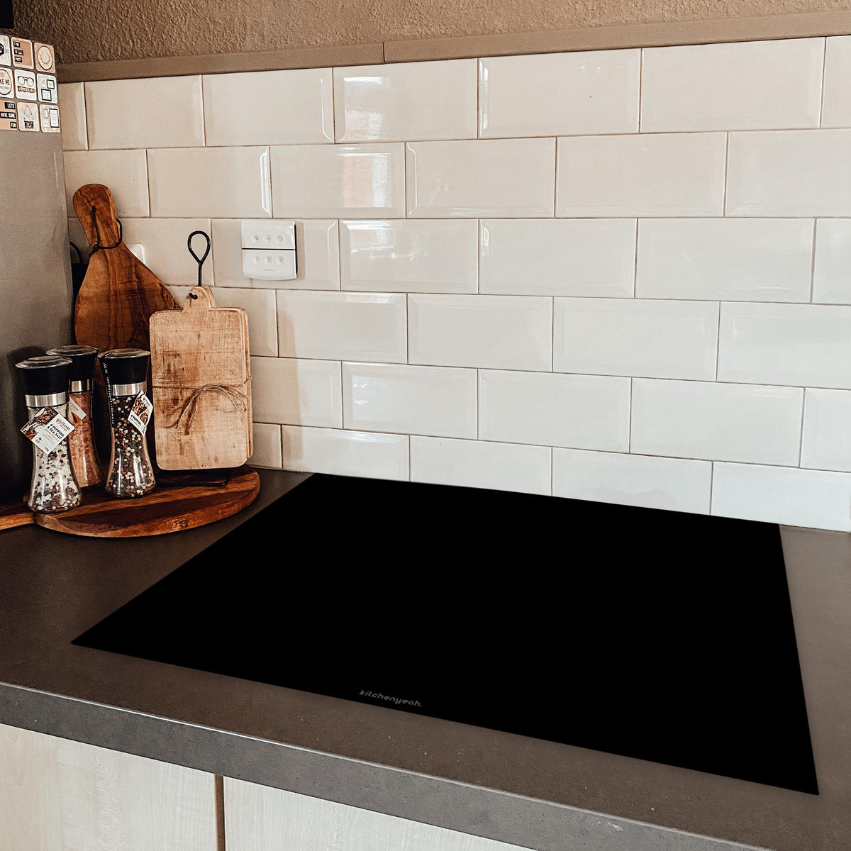 HERDABDECKPLATTE Schwarz Herdabdeckung Induktionsfeld 70x52 cm - Schwarz, Kunststoff (70/52/0.2cm) - MuchoWow