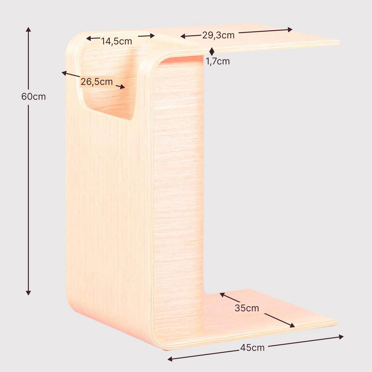 BEISTELLTISCH Rechteckig Eschefarben 35/45/60 cm - Eschefarben, Holz (35/45/60cm) - Nest Dream