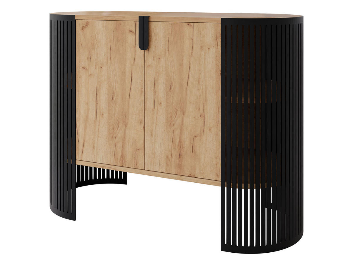 KOMMODE Fikoli - Eichefarben/Schwarz, Holzwerkstoff/Metall (120/90/40cm) - MIRJAN24