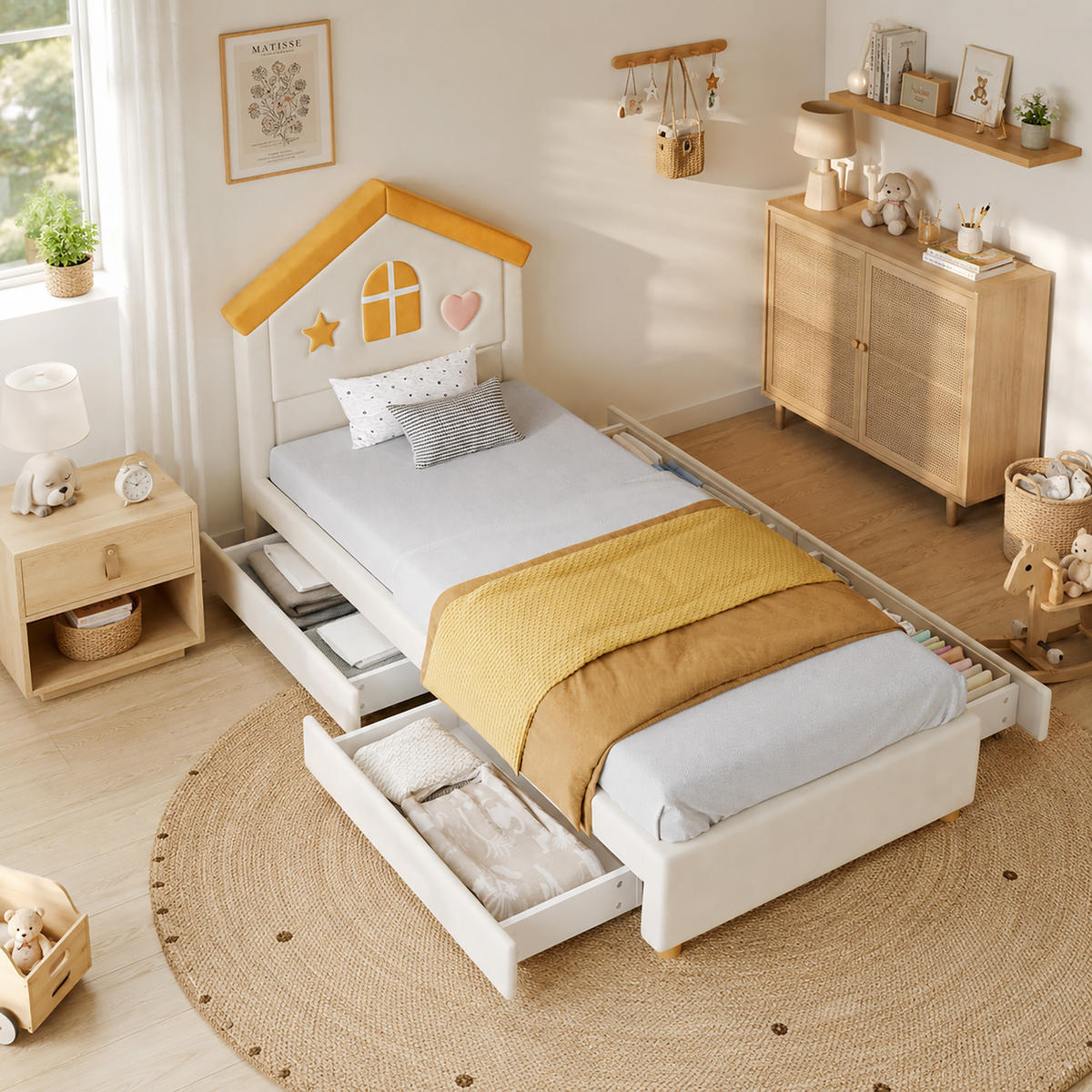 KINDERBETT 90/200 cm Beige - Beige, Textil