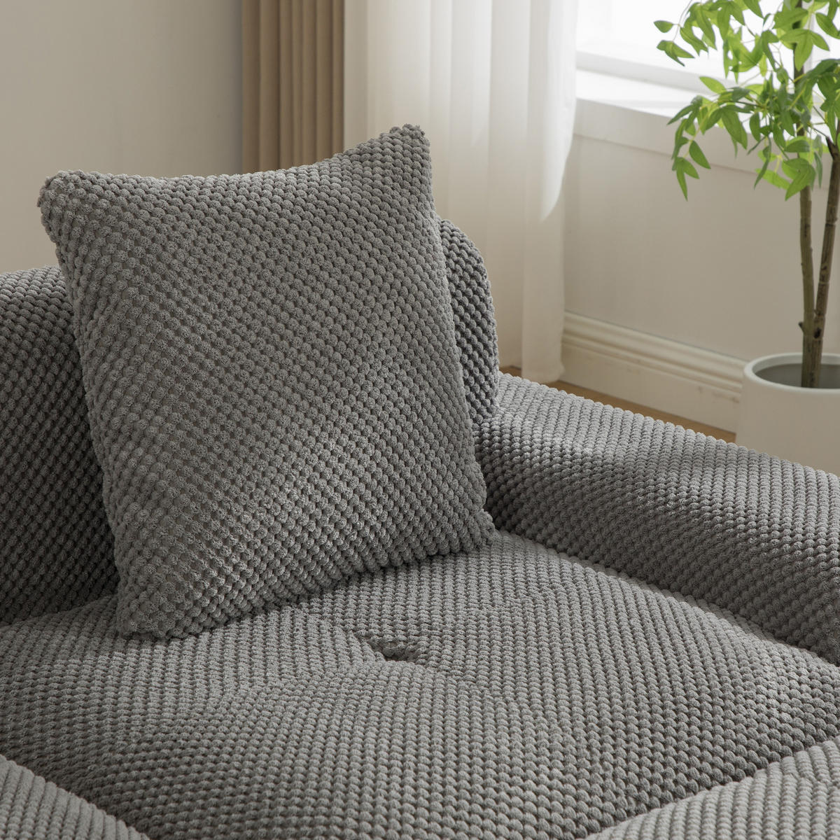 SOFA Chenille Grau mit Kissen - Grau, Textil (77/75/157cm) - WISHDOR