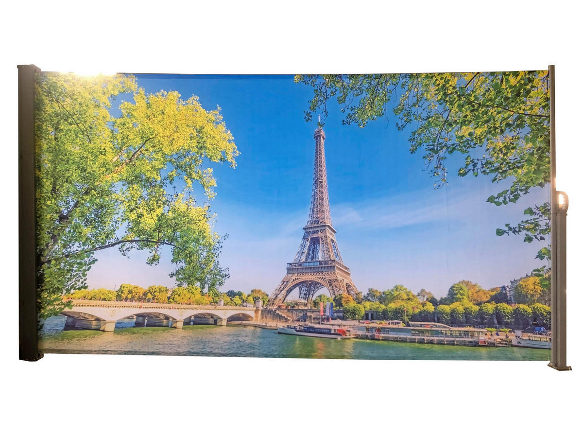 SEITENMARKISE Fabi Motiv Paris Mehrfarbig Markise ausziehbar - Hellblau, Kunststoff (9/160/300cm) - DELUKE