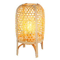 LED TISCHLEUCHTE Bambus Braun Geflecht - Braun, Holz (22/22/37cm) - Globo Lighting