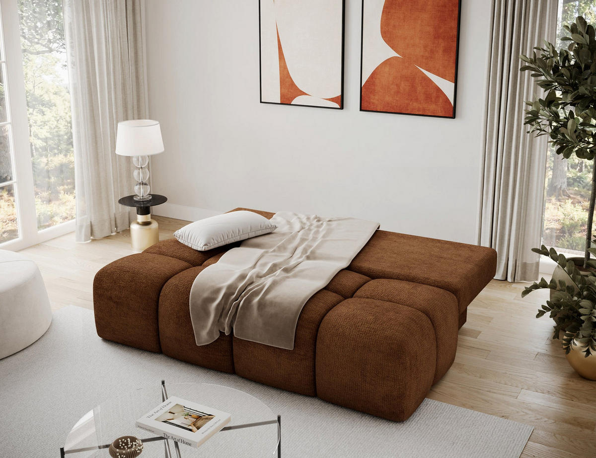 SCHLAFSOFA Nuwia mit Schlaffunktion und Bettkasten – Modernes Designsofa mit Schlafauszug und dekorativer Steppung - Rot, Kunststoff (200/102/100cm) - Wohnideebilder