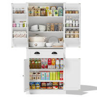 BUFFETSCHRANK, Vorratsschrank mit 4 Türen & 1 Schublade, 4 verstellbare Einlegeböden, Holzwerkstoff, 80/40/182 cm, Weiß - Weiß, Holzwerkstoff (80/182/40cm) - Modfu