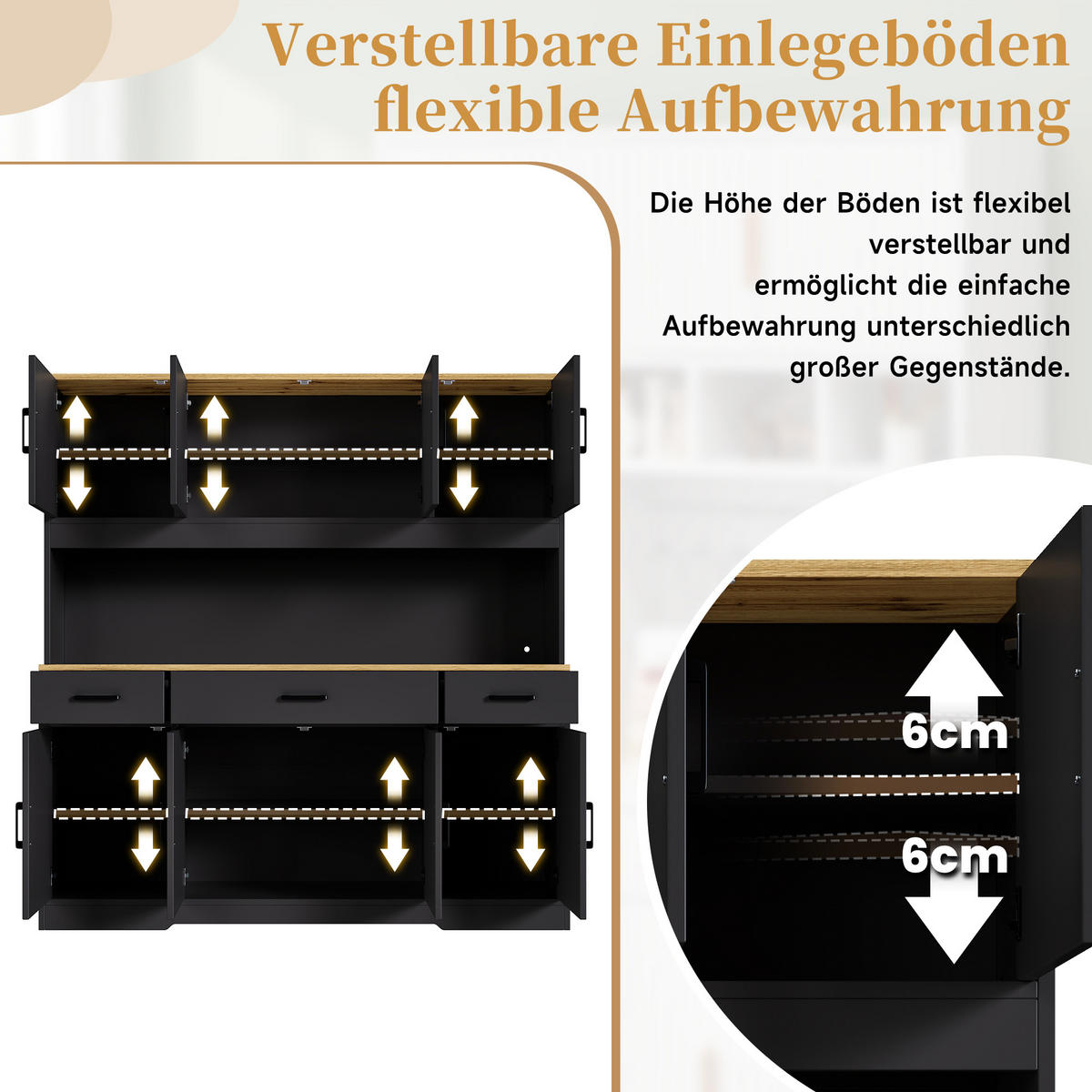 GESCHIRRSCHRANK Schwarz 150/40/180 - Schwarz, Holzwerkstoff (150/180/40cm)