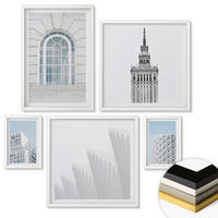 WANDBILDER 5er-Set - 50x50 cm & 20x30 cm & 40x60 cm Weißer Rahmen - Moderne Architekturgeometrie - Weiß, Kunststoff (40/60cm) - ArtPrintCave
