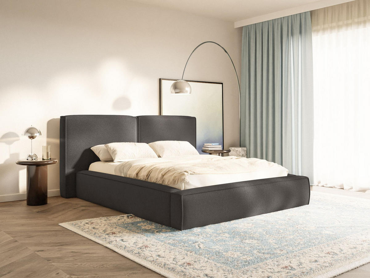 POLSTERBETT Tilves Graphitgrau 140x200 cm - Schwarz/Graphitfarben, Kunststoff/Textil (140/200cm) - Selsey