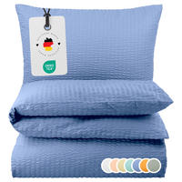SEERSUCKER-BETTWÄSCHE 155x220 Uni Sommer Bettbezug Bügelfrei aus 100% Baumwolle, Bettbezüge einfarbig Hellblau - Hellblau, Textil (155/220cm) - Carpe Sonno