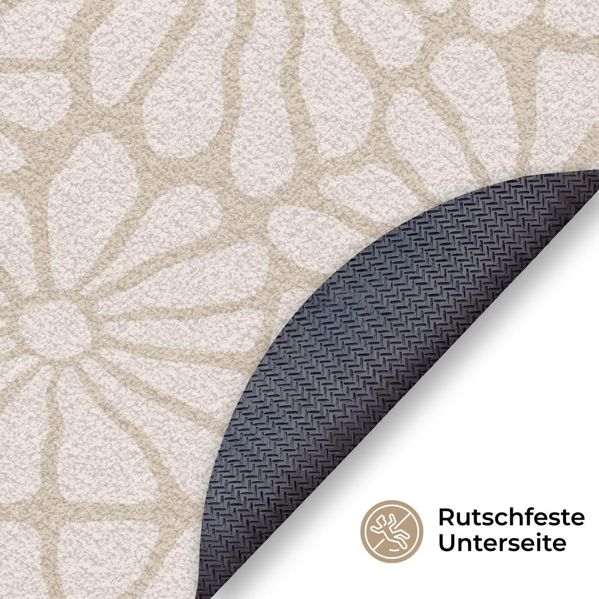FUSSMATTE Floral - Druck - Beige - Braun - Minimalistisch Schmutzfangmatte 120x120 cm - Sandfarben, Kunststoff (120/120cm) - MuchoWow