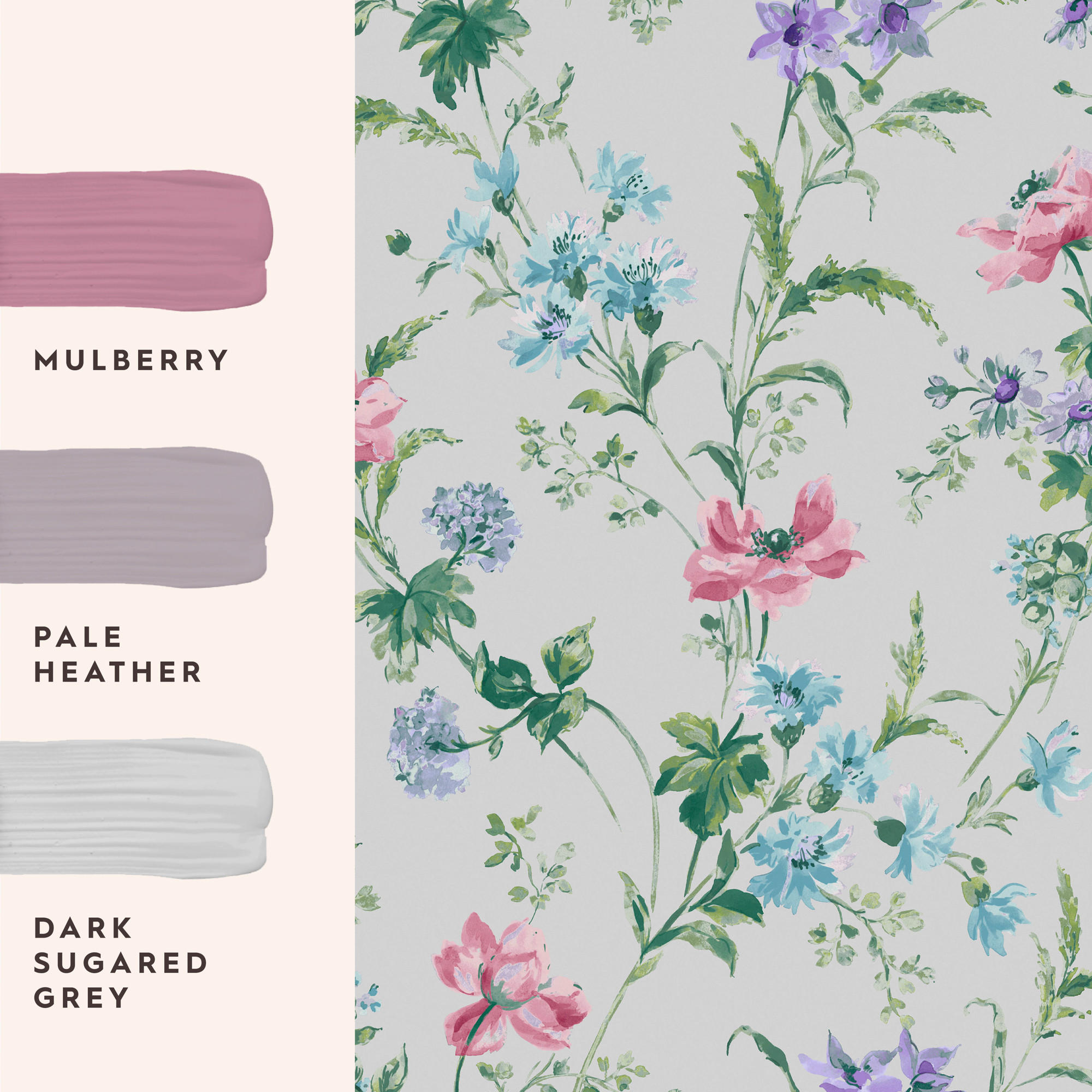 VLIESTAPETE Mohnwiese - Violett, Papier/Kunststoff (52/1000cm) - LAURA ASHLEY