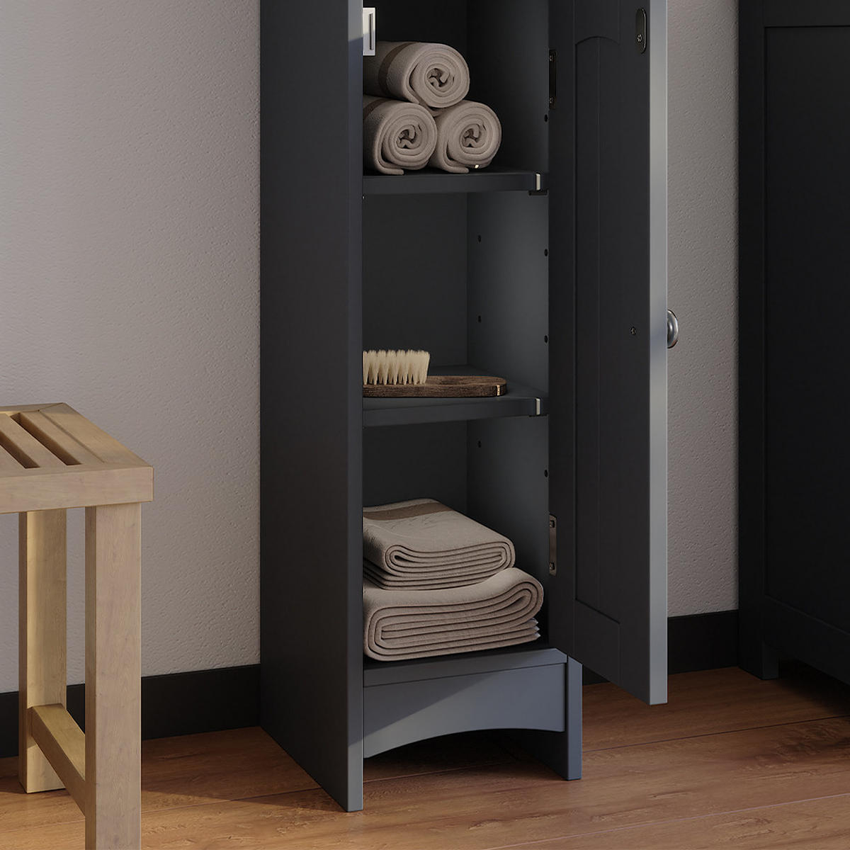 MIDISCHRANK Bianco Grau 18 x 81 cm mit 5 Fächern - Grau, Holzwerkstoff (18/81/20cm) - Vicco