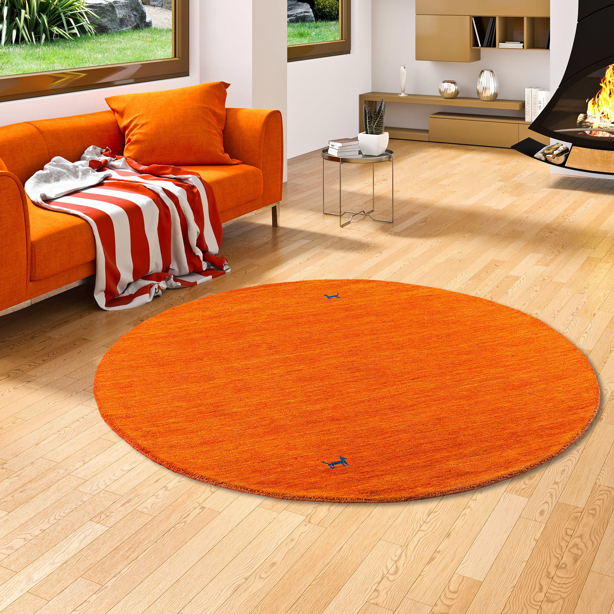 NATUR TEPPICH INDO NEPAL GABBEH SHIVA RUND - Terra cotta, Textil (150/150cm) - Pergamon