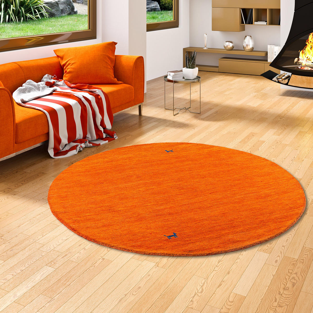 NATUR TEPPICH INDO NEPAL GABBEH SHIVA RUND - Terra cotta, Textil (150/150cm) - Pergamon