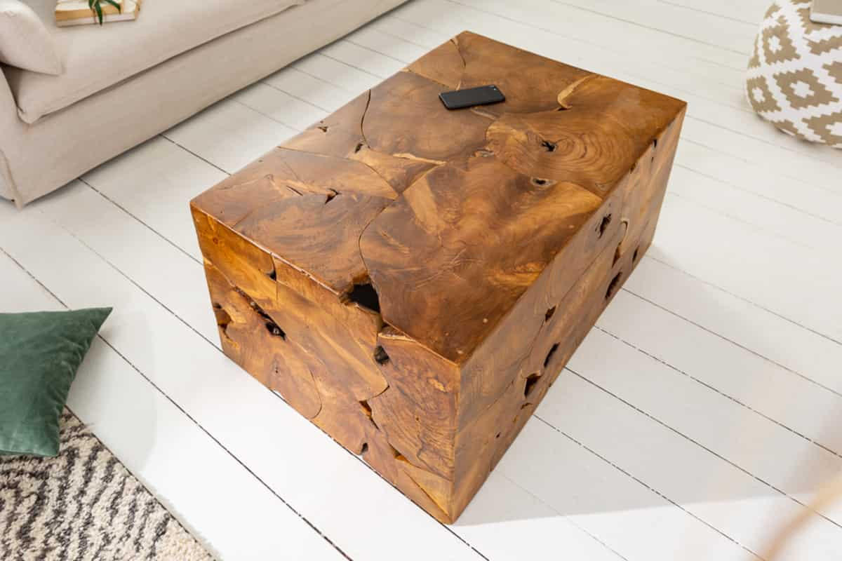 COUCHTISCH SQUARE Teakholz quadratisch Natur 90cm - Braun, Holz (60/90/50cm) - riess-ambiente