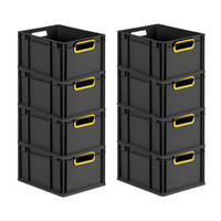 EUROBOX 8x NextGen Color 22x30x40 cm 20 Liter Griffe gelb offen, Schwarz - Gelb/Schwarz, Kunststoff (30/22/40cm) - PROREGAL