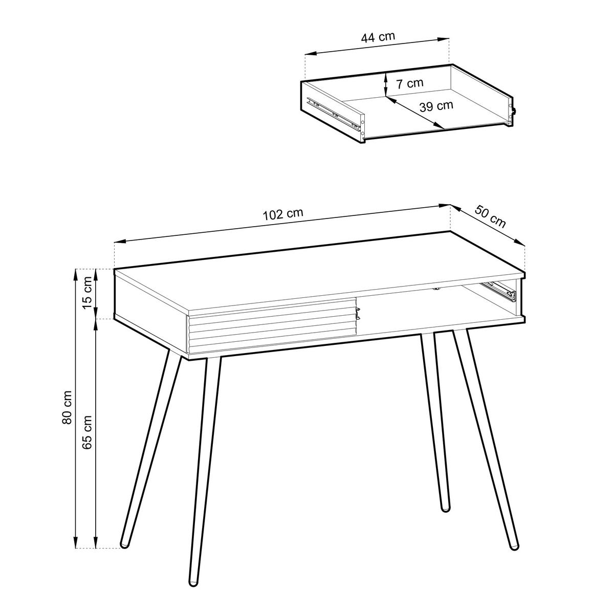 SCHMINKTISCH BANFF TOA1-2S Goldene Metallbeine, Schwarz - Schwarz, Holzwerkstoff/Kunststoff (102/80/50cm) - Komodee